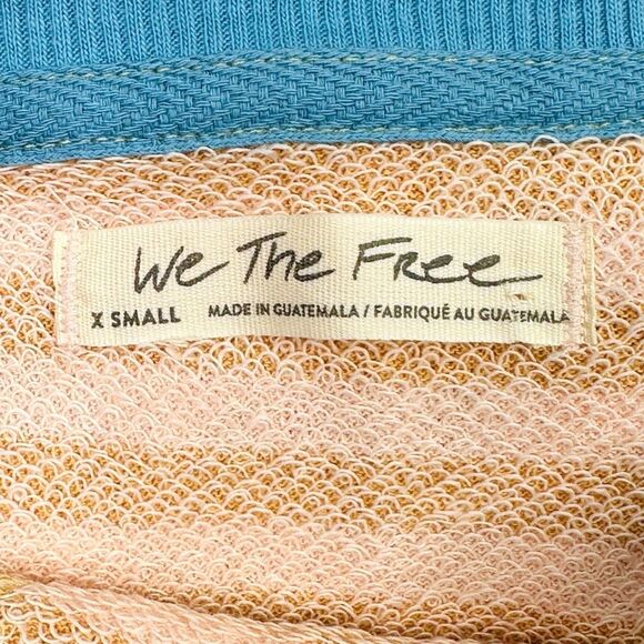 We The Free x Free People Classic Striped Oversized Crew Neck - Latte - Size XS - Picture 5 of 7